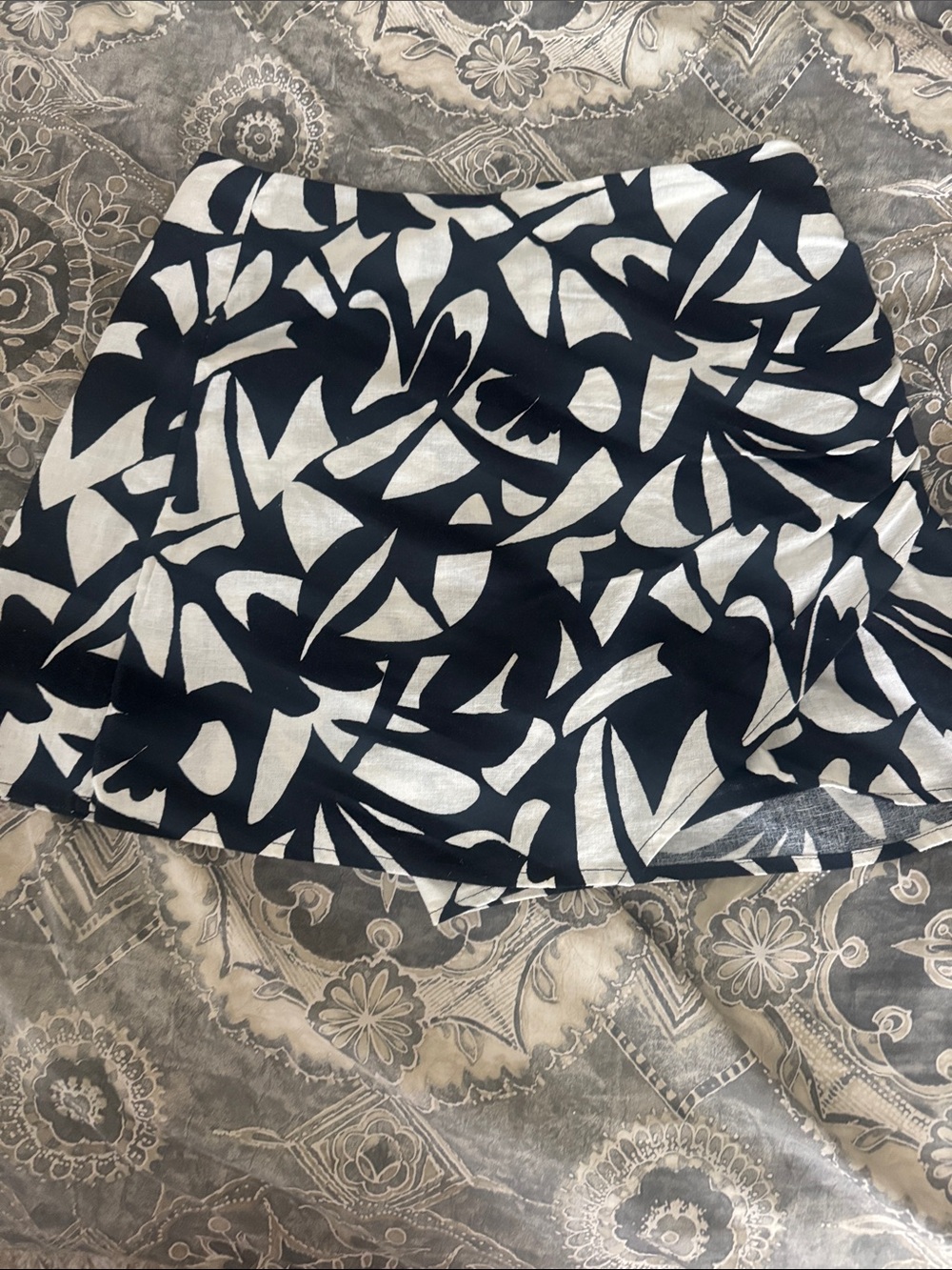 a new day Black & White Abstract Mini Skort